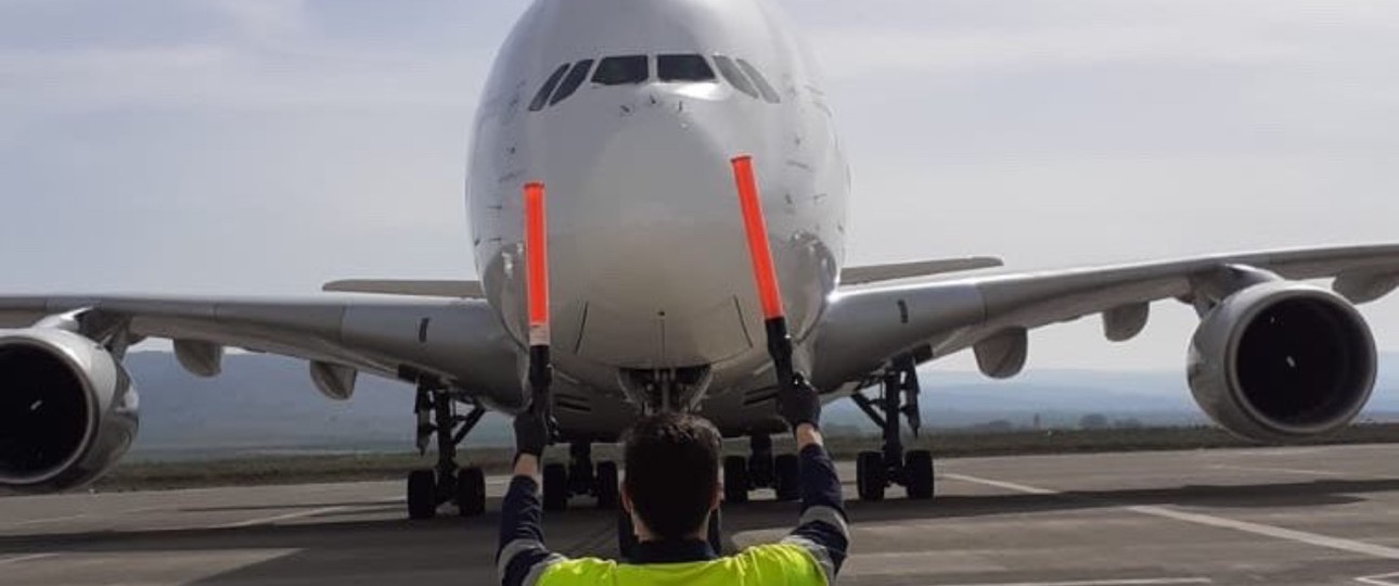 Einweisung eines Airbus A380 von Air France.