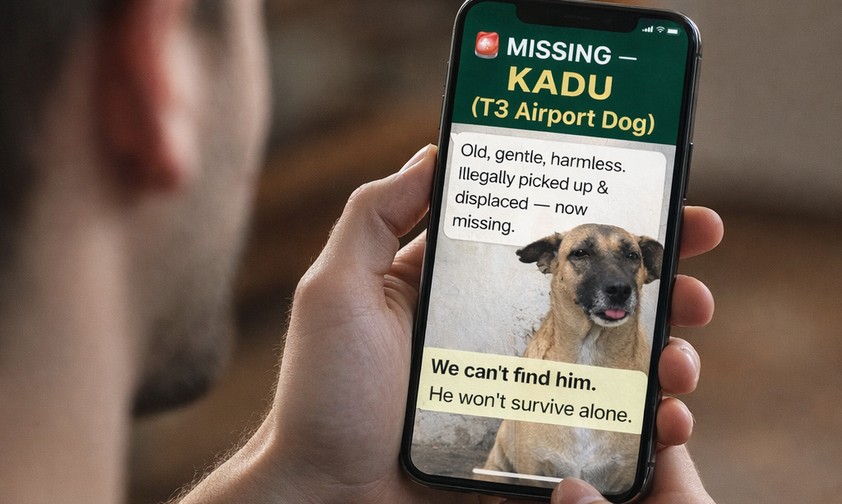 In Dehli wird ein Straßenhund vermisst: Das ist einer von zahlreichen Tweets. 