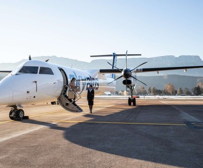 Eine Dash-8 von Sky Alps: Die Fluggesellschaft will in diesem Jahr weiter wachsen.