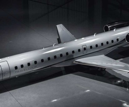 Eine Embraer 145 im Look von Travelcoup: Das Schweizer Unternehmen will geteilte Flüge im Privatjet anbieten.
