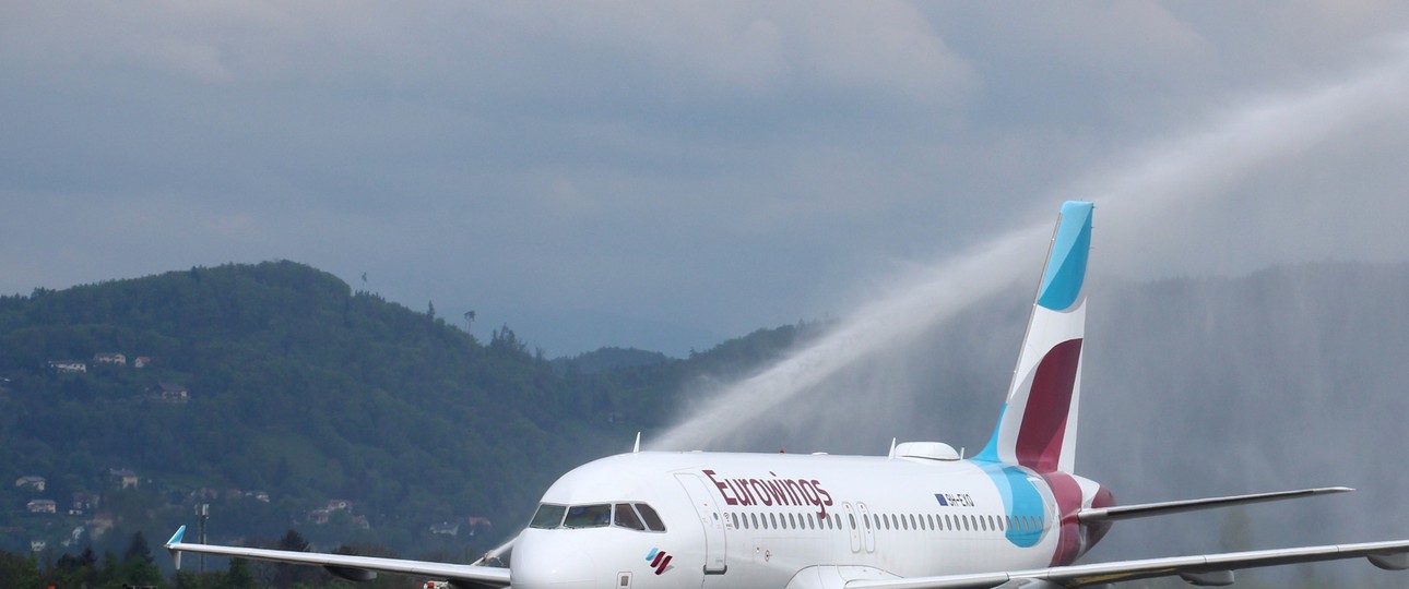 Begrüßung in Graz: Eurowings stationiert einen Airbus A319.