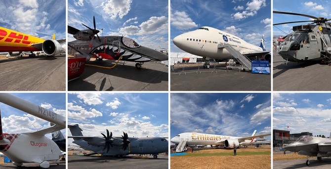 Bunte Flugzeugwelt in Farnborough: An der Messe werden Dutzende Fluggeräte gezeigt.