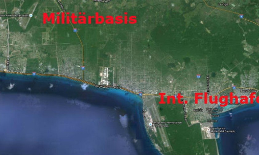 Leicht zu verwechseln: Der Zivilflughafen von Santo Domingo (rechts) liegt nur zwölf Meilen entfernt vom Militärflughafen (links).