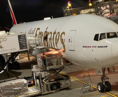 Boeing 777-300ER von Emirates Mitte November 2021 in Düsseldorf: Wir reisten mit dem Jet ...