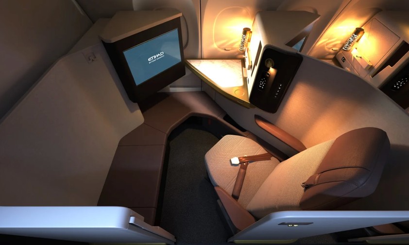 First Class im Airbus A321 LR von Etihad: Kommt gut an. 