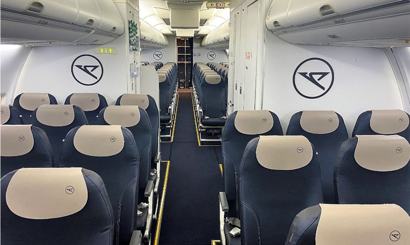 Die modernisierte Kabine einer Boeing 757 von Condor: Die Fluggesellschaft erneuert bei einem Großteil der Mittelstreckenflotte die Kabine.