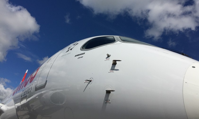 Die HB-JBA, als sie noch eine Bombardier CS100 war: Swiss betreibt inzwischen neun Airbus A220-100.