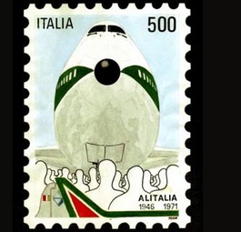 Briefmarke von 1971 zu Ehren von Alitalia: Die Airline genoss einst einen hervorragenden Ruf, bevor sie herunter gewirtschaftet wurde.