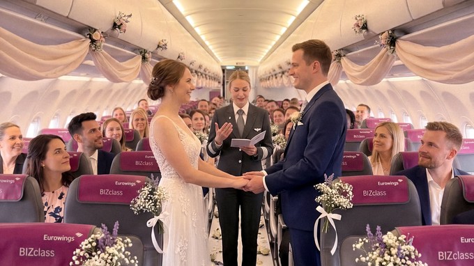 Eurowings verschickte am frühen Mittwochmorgen eine Pressemitteilung: Eurowings macht Heiraten an Bord möglich. Die Airline teilte mit, dass Eheschließungen auf Linienflügen ab sofort möglich sind. Wer sich über den Wolken trauen lassen möchte, muss das aber mindestens acht Wochen vor dem gewünschten Flugtermin bei Eurowings zur Prüfung einreichen. Die Zeremonie kann entweder öffentlich über eine Durchsage an Bord oder in einem stärker privaten Rahmen im hinteren Bereich der Flugzeugkabine stattfinden. Eurowings ist aber nicht die erste Airline, die auf diesen Aprilscherz kommt. Emirates hat vor ein paar Jahren schon mal Heiraten an Bord am 1. April angeboten.