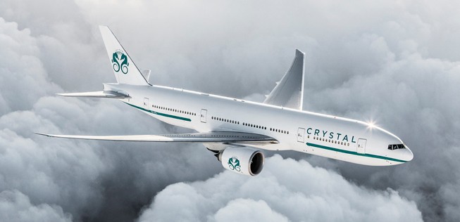 So soll sie von außen aussehen, die Boeing 777-200LR von Crystal Cruises. Innen ...