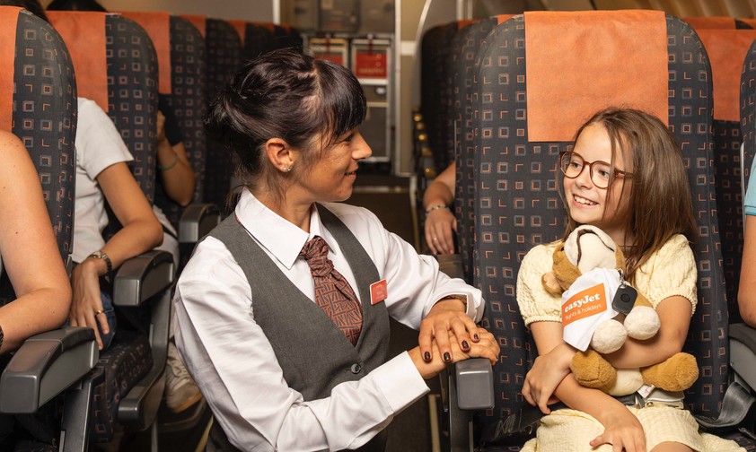 Teddy mit Easyjet-Tracker: Damit es im Urlaub keinen Stress gibt.