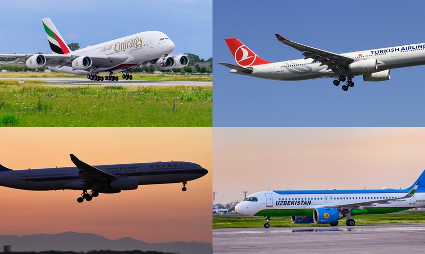 Die zehn nicht-russischen Fluggesellschaften mit dem größten Sitzplatzangebot nach Russland von September 2024 bis August 2025 (durchführende Airlines, nur Hinflüge gezählt): Auf ...