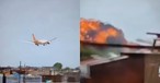 Die Boeing 787 von Air India kurz vor dem Crash über Häusern von Ahemdabad: Riesiger Feuerball.
