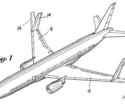 Zeichnung aus den 1990er-Jahren: Boeing sicherte sich ein Patent für einklappbare Flügelspitzen. Damals konnte sich aber kein Kunde dafür begeistern.