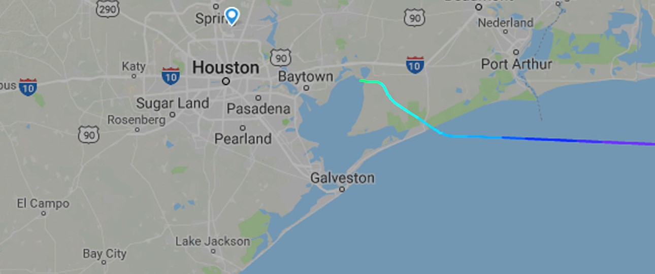 Route der Maschine auf Flightradar: Die 767 flog von Miami Richtung Houston.