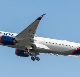 Aeroflots jüngster Airbus A350: Auf diesem Archivbild im Testflugbetrieb zu sehen.