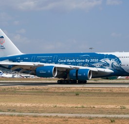 Der Airbus A380 von Hi Fly am 2. August 2018 in Palma.