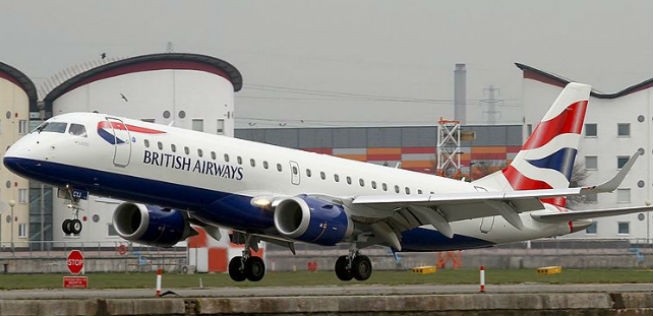 Embraer E190 von BA Cityflyer: Bald in  Stansted.