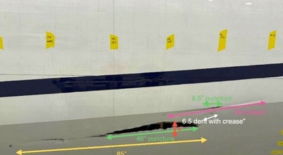 Der Rumpf der Boeing 767 nach der Landung: Markante Schäden.