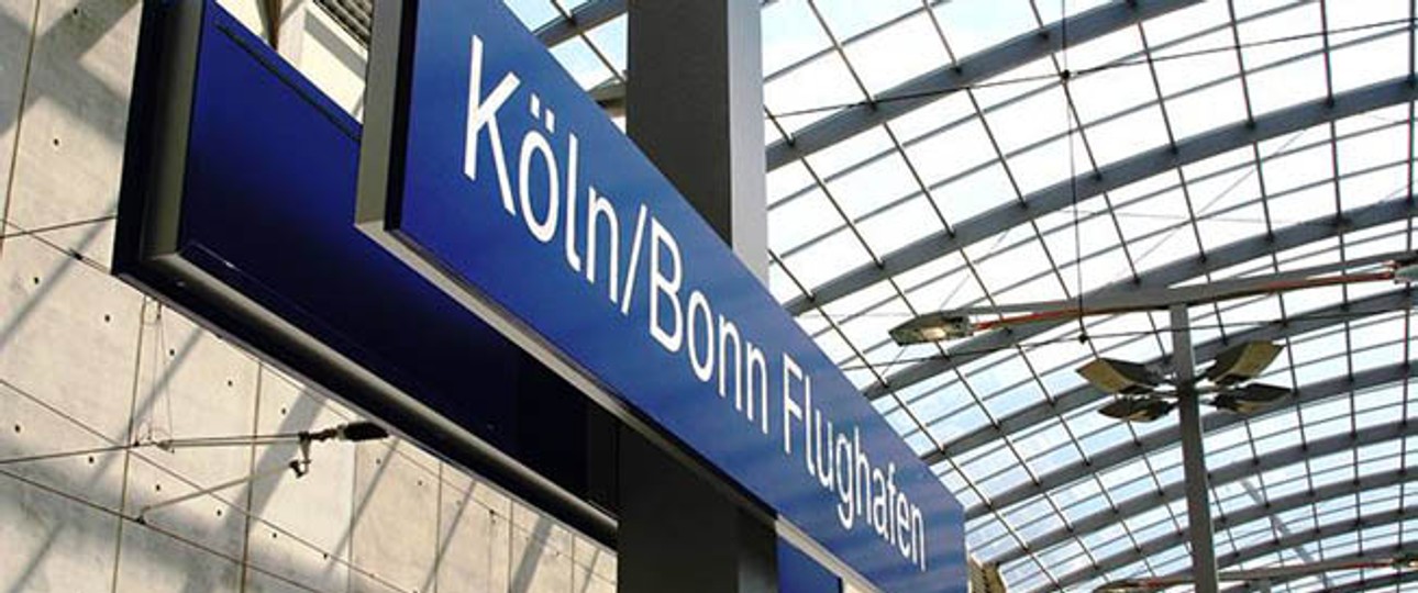 Bahnhof des Flughafens Köln/Bonn: bis hierhin kommt man derzeit noch ohne Probleme.
