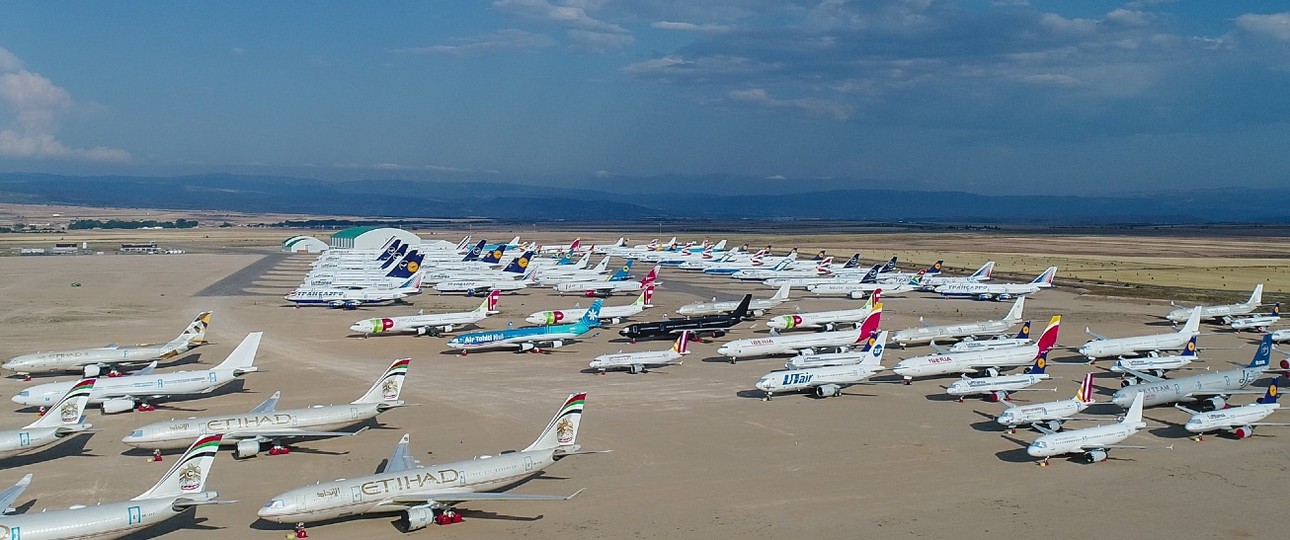 Das Flugzeuglagerungs- und Verwertungsunternehmen Tarmac Aerosave betreibt im französischen Tarbes und im spanischen Teruel (im Bild) Standplätze für Flugzeuge.