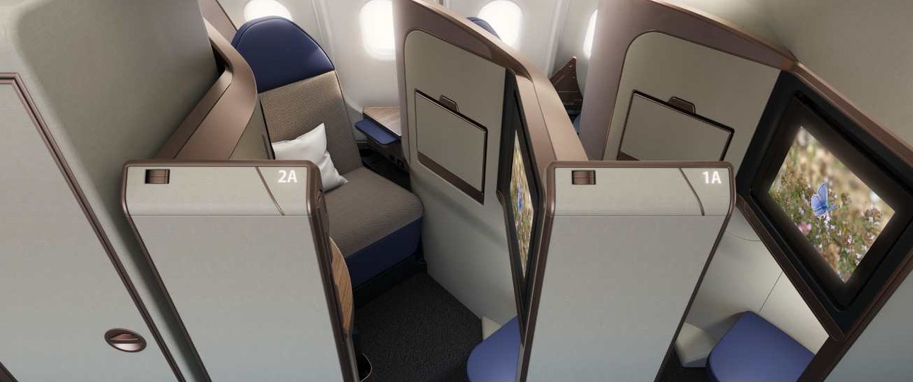 Das Produkt Aurora von Collins Aerospace: Die Sitze sind näher am Fenster angeordnet, was für mehr Platz sorgen soll.