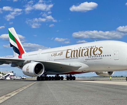 Emirates-Jet in Berlin: Bisher fast ausschließlich bei der Messe ILA in der Hauptstadt zu Gast.