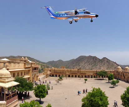 Saras-Prototyp über Jaipur: Die Regierung will neu Regionalflugzeuge mit ausländischer Hilfe bauen.