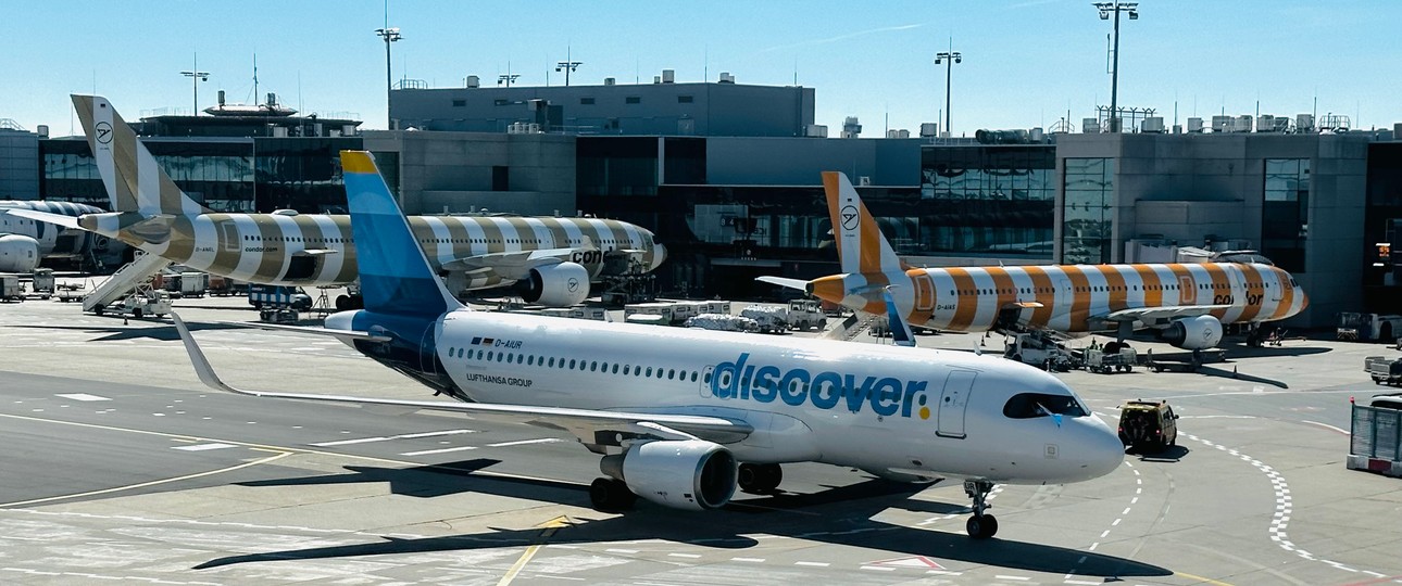 Ein Airbus A320 von Discover: In Marroko musste solch ein Jet am Boden bleiben.