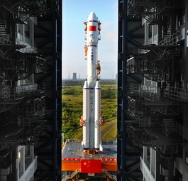 Eine Rakete vom Nachfolgertyp Langer Marsch 7: China baut an einer Raumstation.