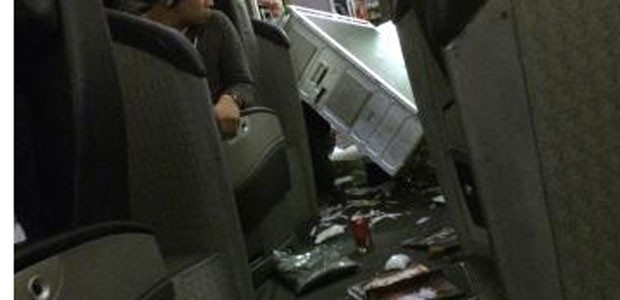 Kabine nach den Turbulenzen: Die Maschine musste notlanden.