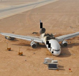 Die MD11 von Lufthansa Cargo: Totalschaden (Indentifikationsmerkmale von der Behörde eingeschwärzt).