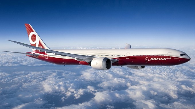 Auch Petrol und Burgund (wie hier bei der 777 X) nutzte der Flugzeugbauer.