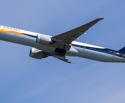 Archivbild einer Boeing 777-300 ER von Jet Airways (hier die VT-JEQ): Zehn Exemplare gehörten einst zur Flotte.