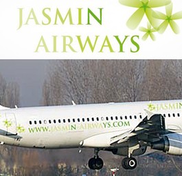 Logo und Flieger in den Farben von Jasmin: Auf dem Flughafen in Enfidha plante die Charterairline ihre Basis.