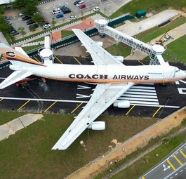 Die 747-200 aus der Luft. Früher flog die Maschine für Lufthansa.