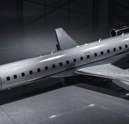 Eine Embraer 145 im Look von Travelcoup: Das Schweizer Unternehmen will geteilte Flüge im Privatjet anbieten.