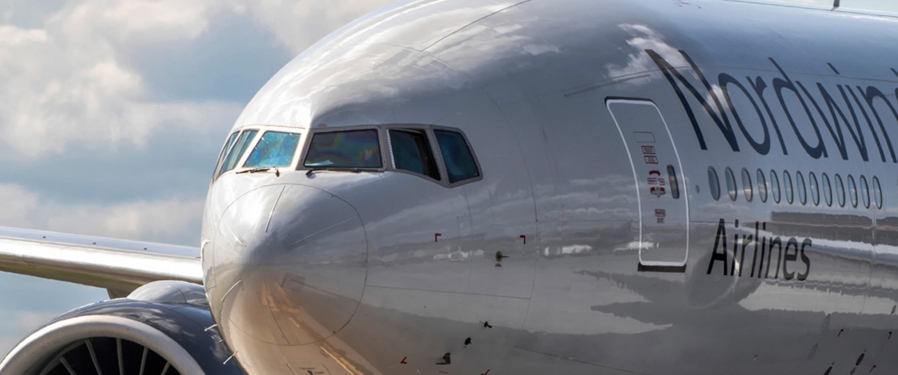 Boeing 777 von Nordwind Airlines: Eher leer nach Nordkorea.