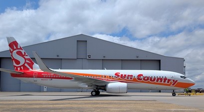 Die Retrolackierung auf der Boeing 737 von Sun Country Airlines: Erinnert an die Anfänge der Fluglinie.