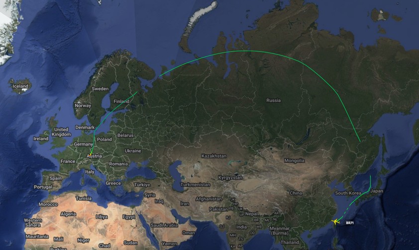 eva air muenchen ueber russland