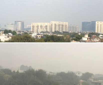 Gleicher Ort 2015 und 2017: Der Smog in Delhi ist derzeit richtig schlimm.