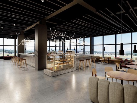 Darstellung der neuen Senator-Lounge im Dock B: Swiss baut neue Lounges am Flughafen Zürich.