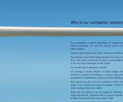 Anzeige von Airbus: B737 mit langer Nase