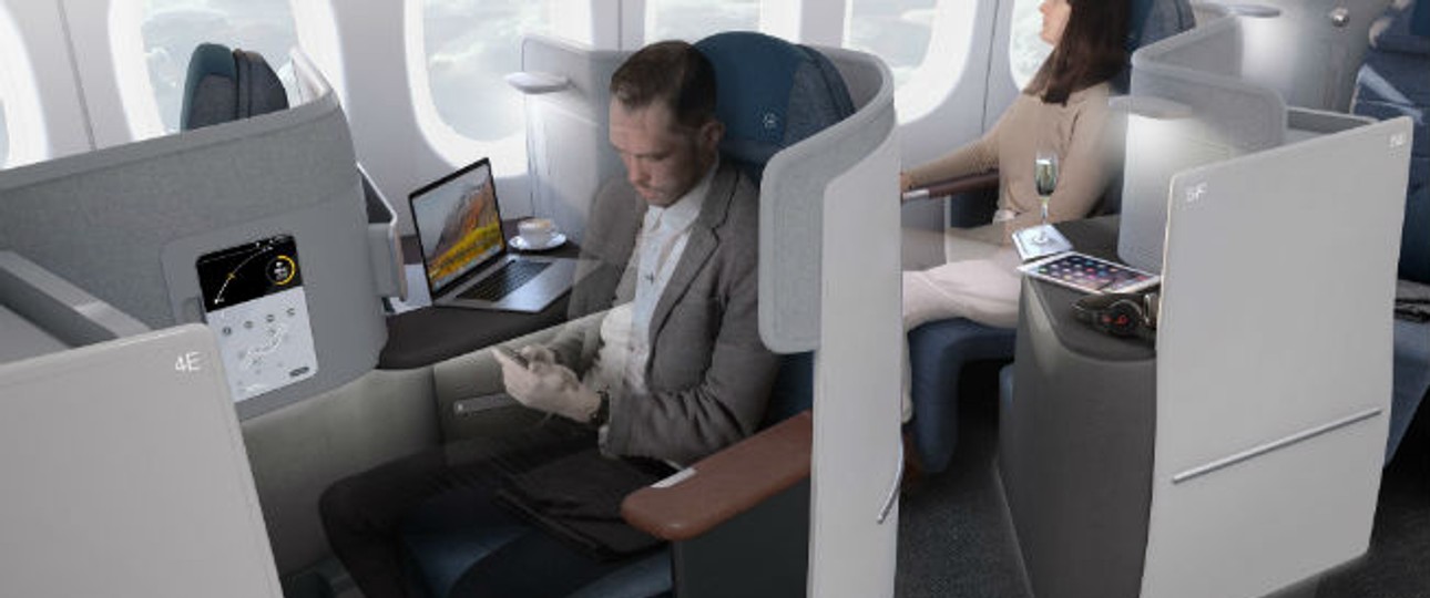 So soll die neue Business Class von Lufthansa aussehen. Die Verschalung soll für mehr Privatsphäre sorgen.