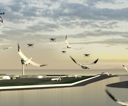 Drohnen am Flughafen: Sie sollen helfen, Vogelschlag zu verhindern.