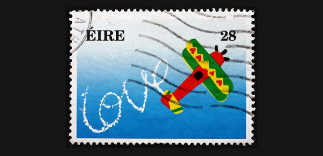 Irische Briefmarke: Flugzeuge sind für das Land wichtig.
