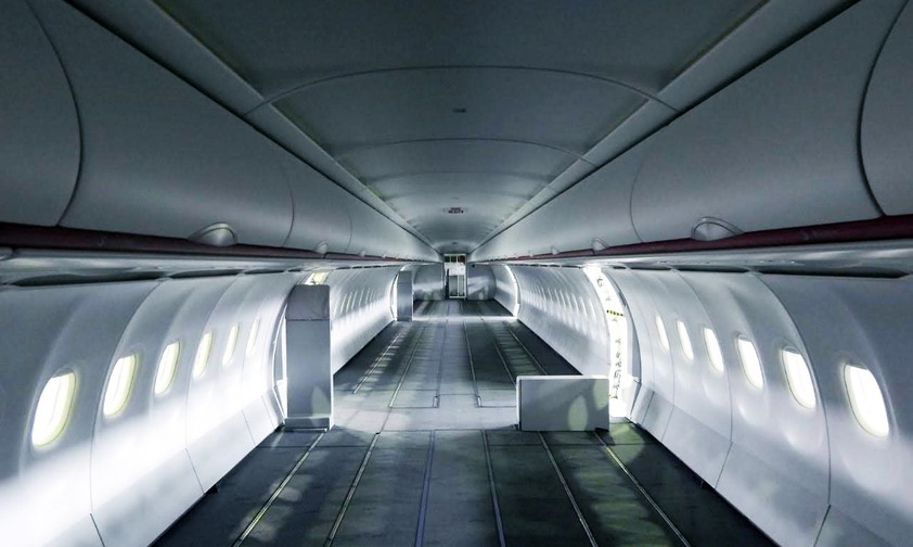 A glance into the  stripped down A321: In it, Aegan Airlines carries medical equipment.