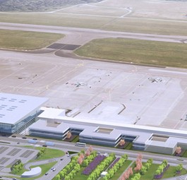 Terminal A (links) und B (rechts) des Aéroport de Luxembourg im Modell: Lange geplant, nun verwirklicht.