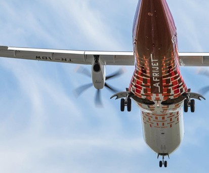 Eine ATR-72 von Afrijet: Der Staat Gabun hat 56 Prozent der Anteile übernommen.