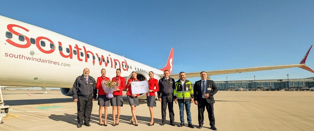Southwind Airlines am BER: Die Airline ist mit Sonderflügen zur ITB nach Berlin gekommen.